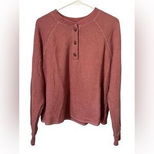Old Navy Women’s Rose Pink Waffle Henley